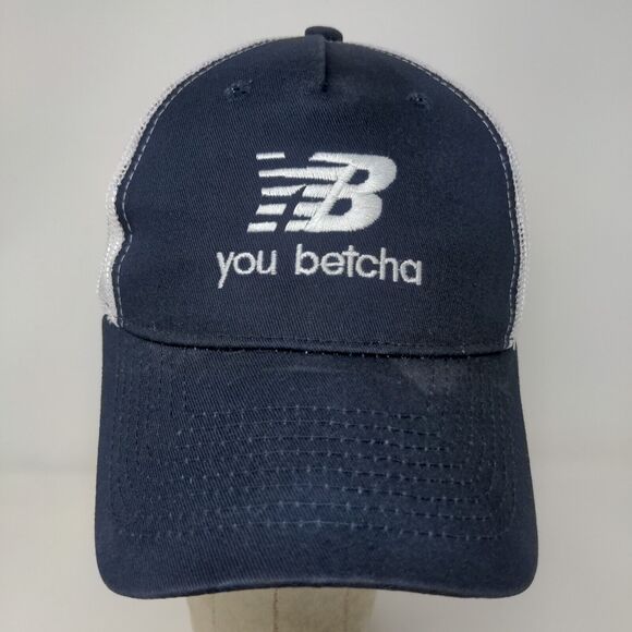 You Betcha Mens Snapback Mesh Back Hat Blue White Adjustable Embroidered Logo - Picture 3 of 12